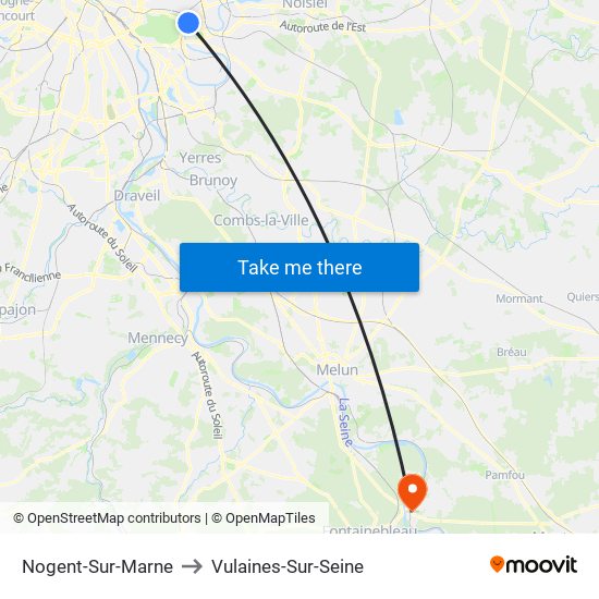 Nogent-Sur-Marne to Vulaines-Sur-Seine map