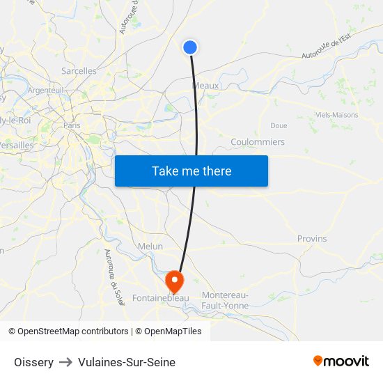 Oissery to Vulaines-Sur-Seine map