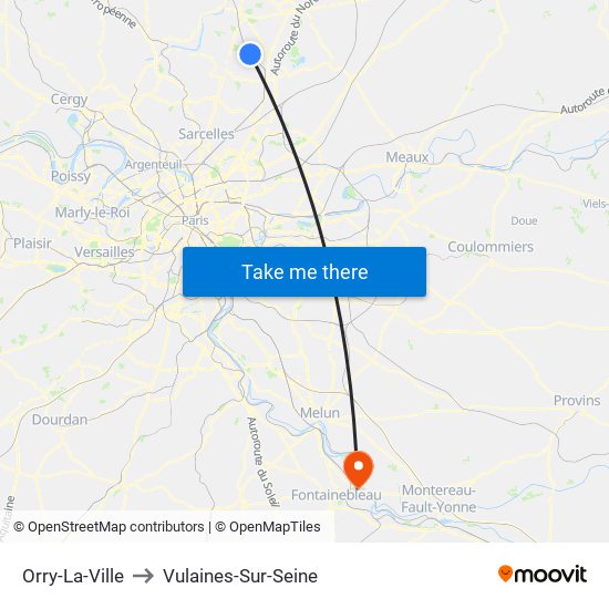 Orry-La-Ville to Vulaines-Sur-Seine map