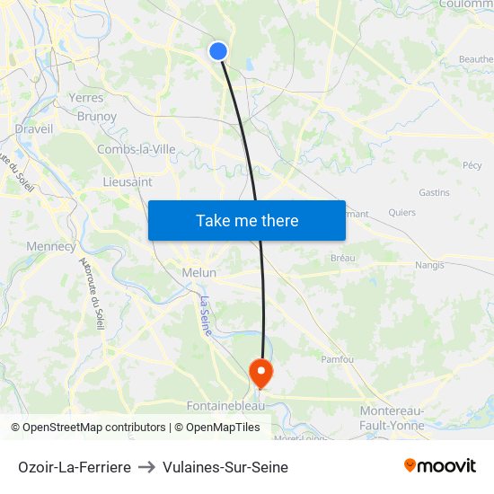 Ozoir-La-Ferriere to Vulaines-Sur-Seine map