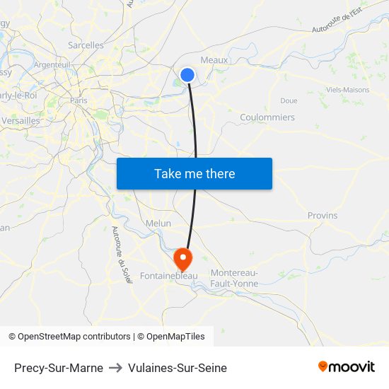 Precy-Sur-Marne to Vulaines-Sur-Seine map