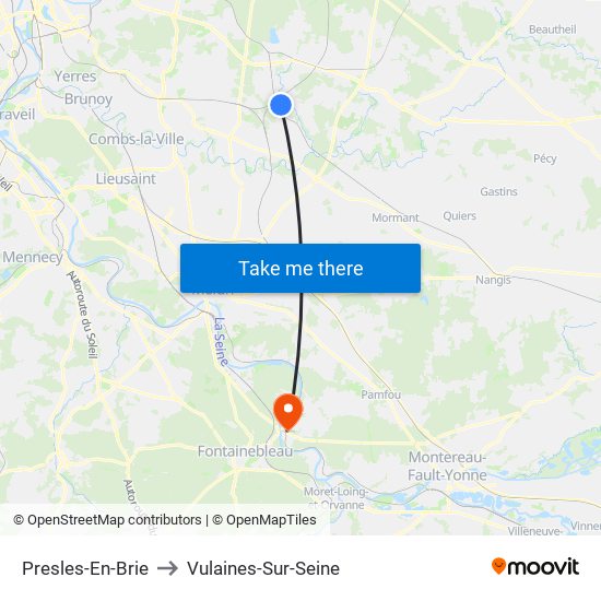 Presles-En-Brie to Vulaines-Sur-Seine map