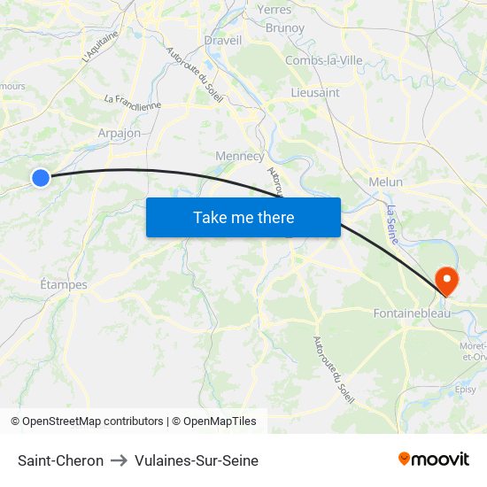 Saint-Cheron to Vulaines-Sur-Seine map