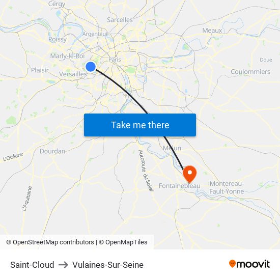 Saint-Cloud to Vulaines-Sur-Seine map