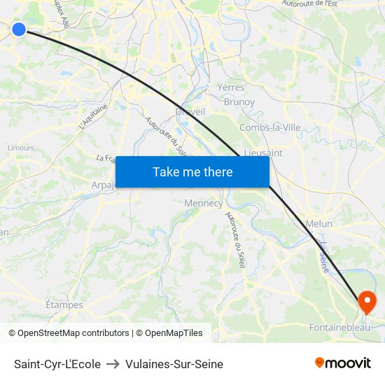 Saint-Cyr-L'Ecole to Vulaines-Sur-Seine map