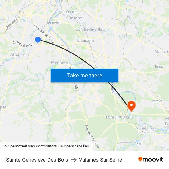 Sainte-Genevieve-Des-Bois to Vulaines-Sur-Seine map