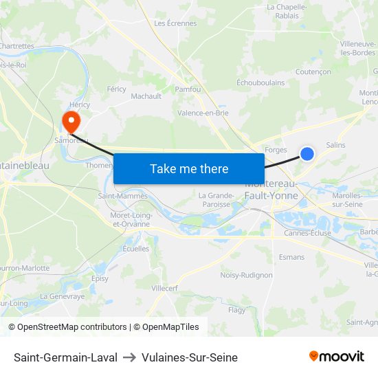 Saint-Germain-Laval to Vulaines-Sur-Seine map