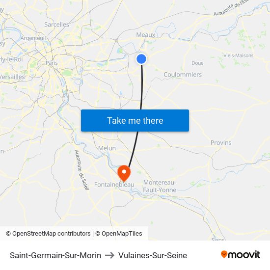 Saint-Germain-Sur-Morin to Vulaines-Sur-Seine map