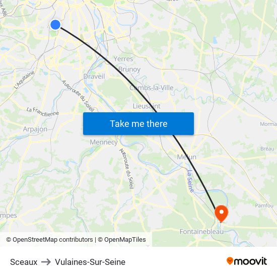Sceaux to Vulaines-Sur-Seine map