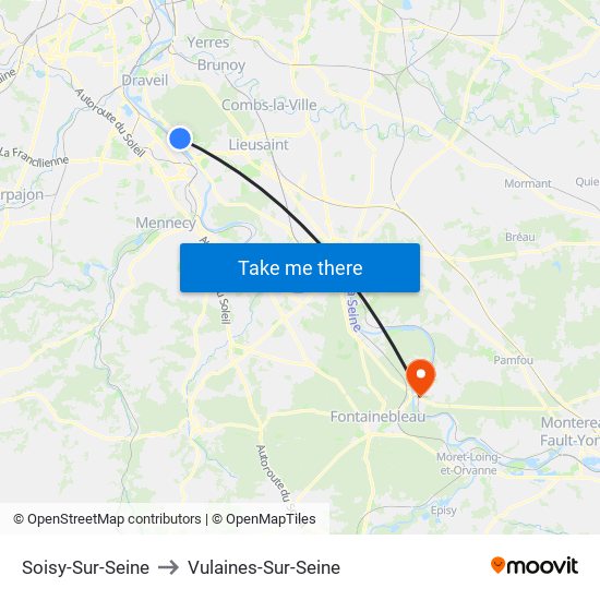 Soisy-Sur-Seine to Vulaines-Sur-Seine map