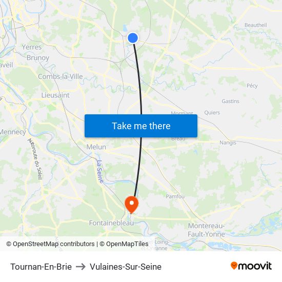 Tournan-En-Brie to Vulaines-Sur-Seine map