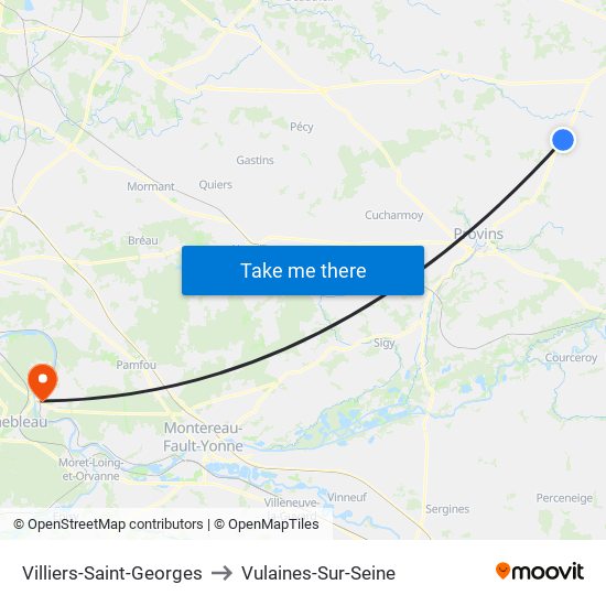 Villiers-Saint-Georges to Vulaines-Sur-Seine map