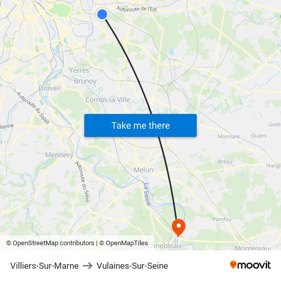 Villiers-Sur-Marne to Vulaines-Sur-Seine map