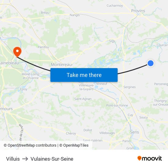 Villuis to Vulaines-Sur-Seine map