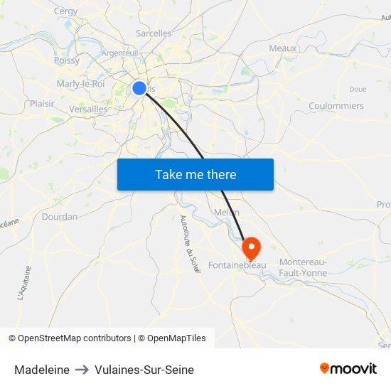 Madeleine to Vulaines-Sur-Seine map