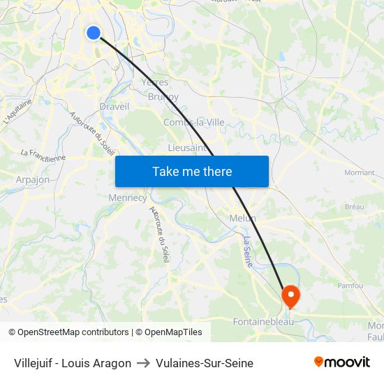 Villejuif - Louis Aragon to Vulaines-Sur-Seine map
