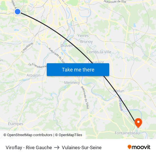 Viroflay - Rive Gauche to Vulaines-Sur-Seine map