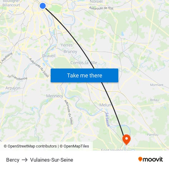 Bercy to Vulaines-Sur-Seine map