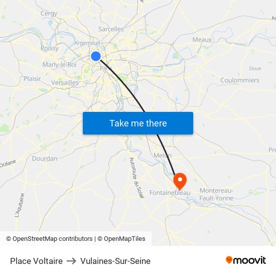 Place Voltaire to Vulaines-Sur-Seine map