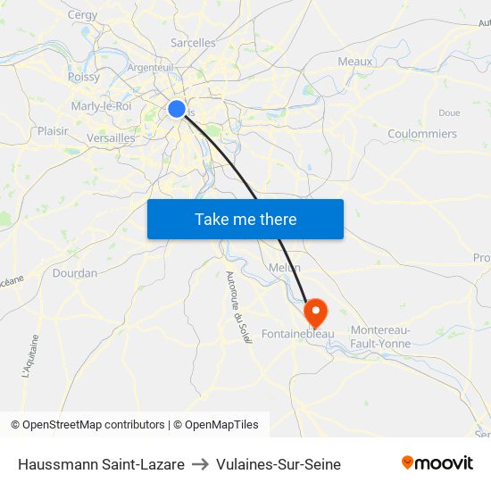 Haussmann Saint-Lazare to Vulaines-Sur-Seine map