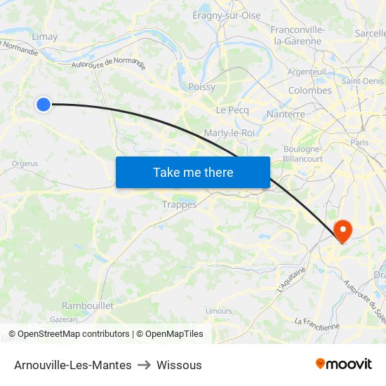 Arnouville-Les-Mantes to Wissous map