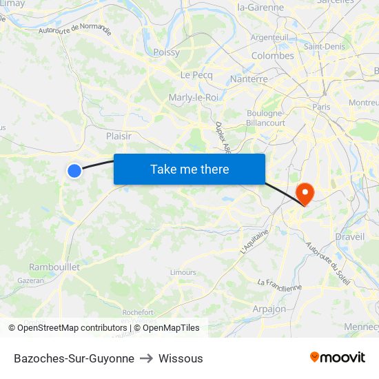 Bazoches-Sur-Guyonne to Wissous map