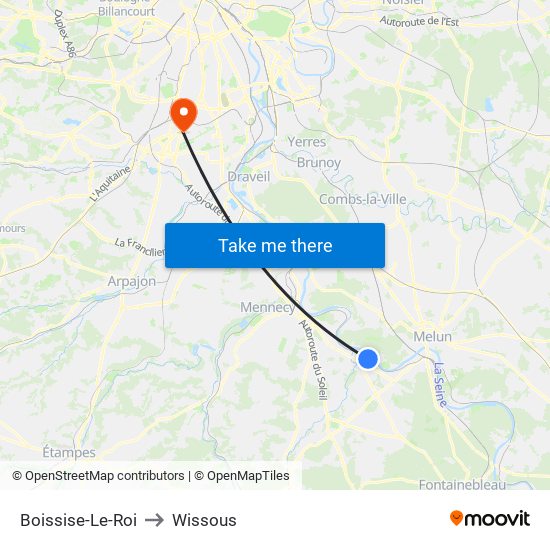Boissise-Le-Roi to Wissous map