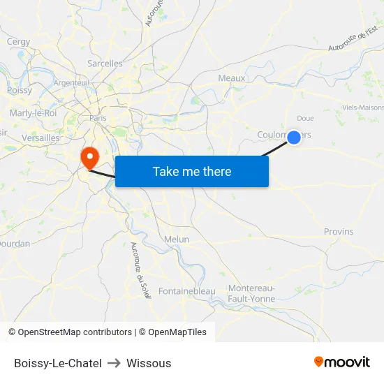 Boissy-Le-Chatel to Wissous map