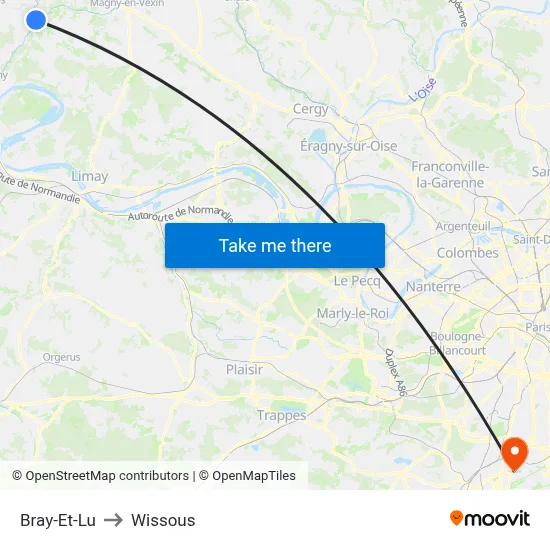 Bray-Et-Lu to Wissous map
