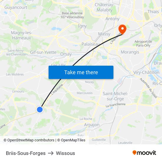 Briis-Sous-Forges to Wissous map