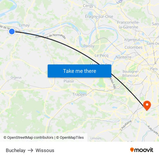 Buchelay to Wissous map