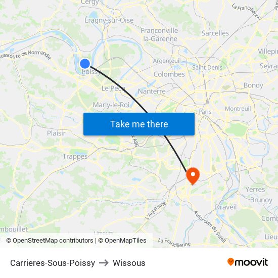 Carrieres-Sous-Poissy to Wissous map