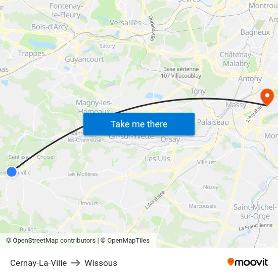 Cernay-La-Ville to Wissous map