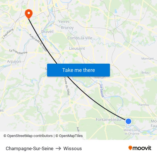 Champagne-Sur-Seine to Wissous map