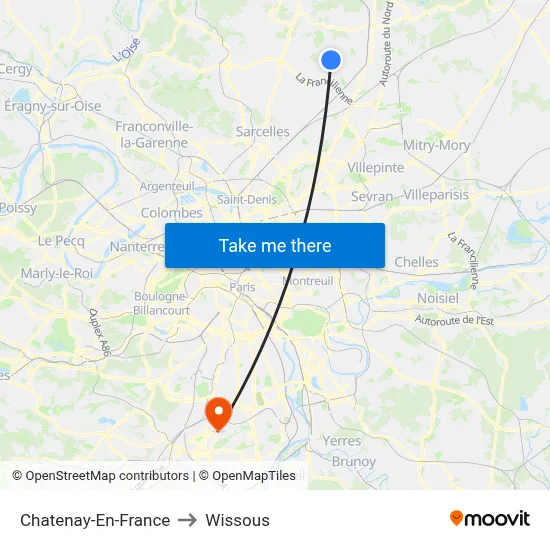 Chatenay-En-France to Wissous map