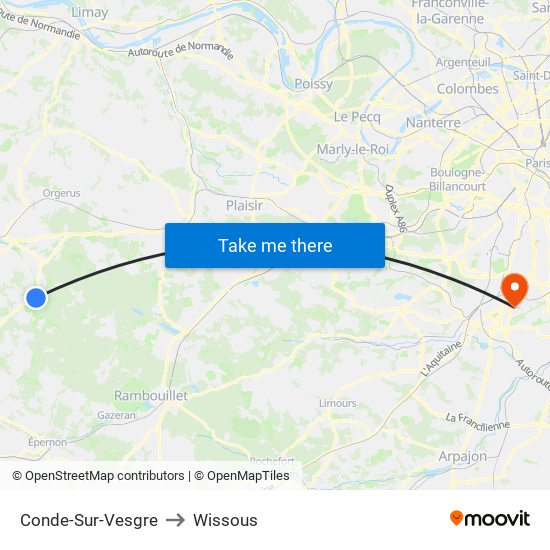 Conde-Sur-Vesgre to Wissous map