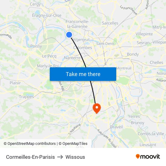 Cormeilles-En-Parisis to Wissous map