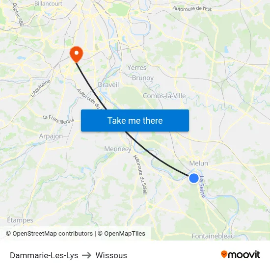 Dammarie-Les-Lys to Wissous map