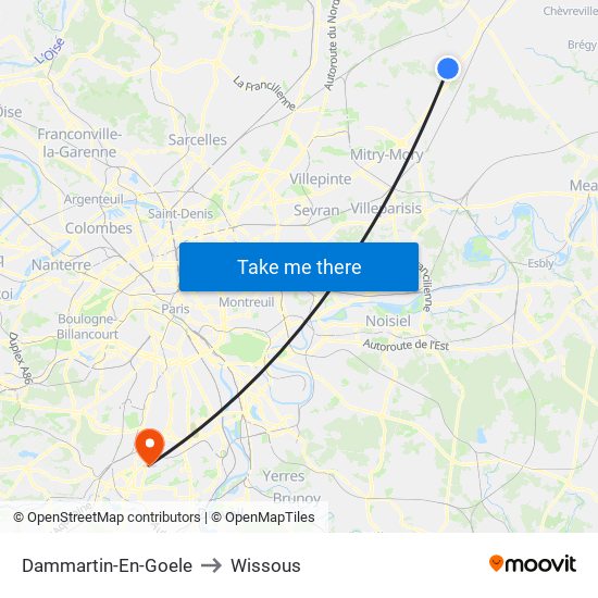 Dammartin-En-Goele to Wissous map