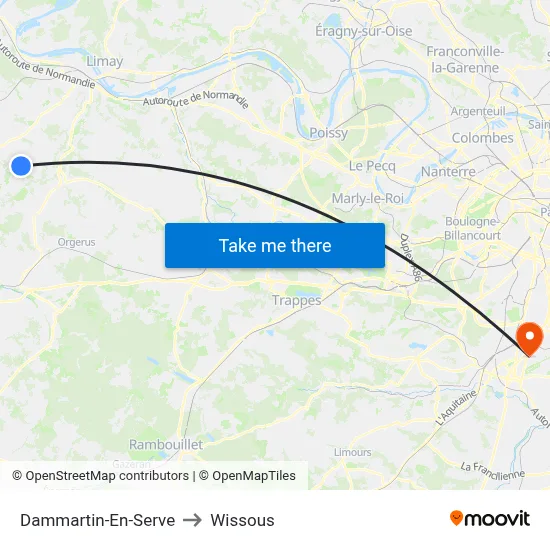 Dammartin-En-Serve to Wissous map