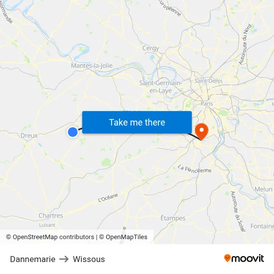 Dannemarie to Wissous map