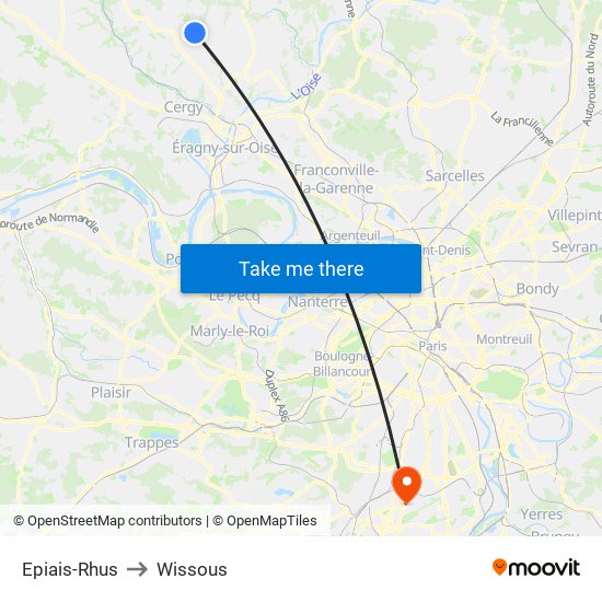 Epiais-Rhus to Wissous map