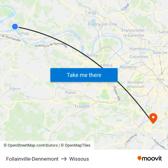 Follainville-Dennemont to Wissous map