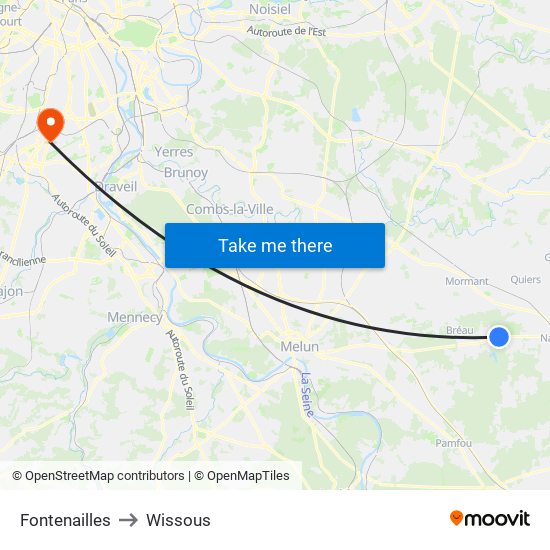 Fontenailles to Wissous map