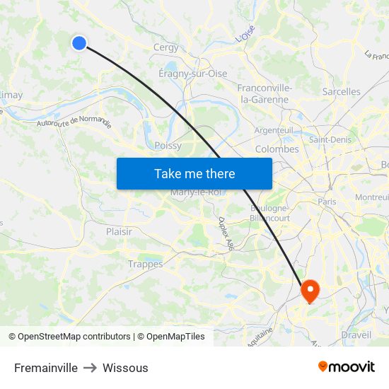 Fremainville to Wissous map