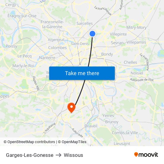 Garges-Les-Gonesse to Wissous map