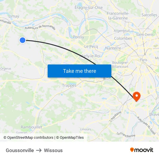 Goussonville to Wissous map