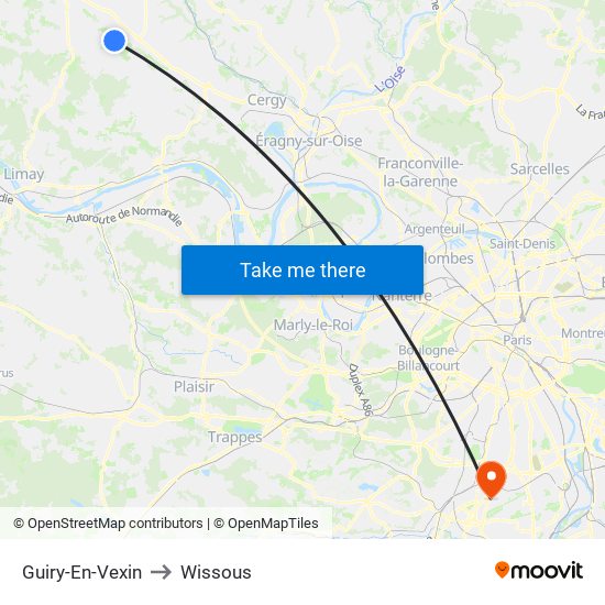 Guiry-En-Vexin to Wissous map