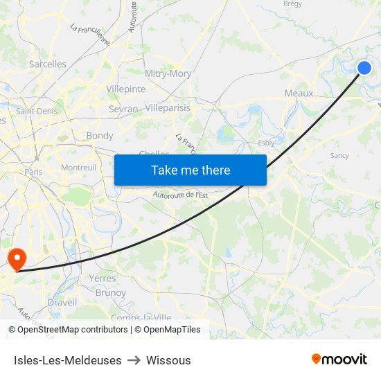 Isles-Les-Meldeuses to Wissous map