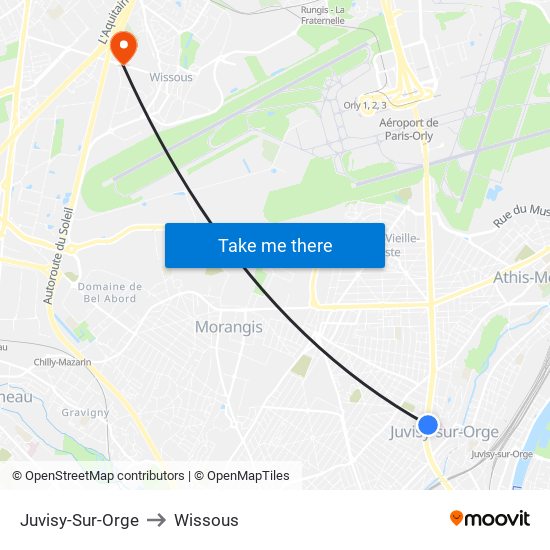 Juvisy-Sur-Orge to Wissous map